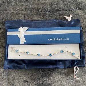 Blue Topaz Heart Tennis Bracelet